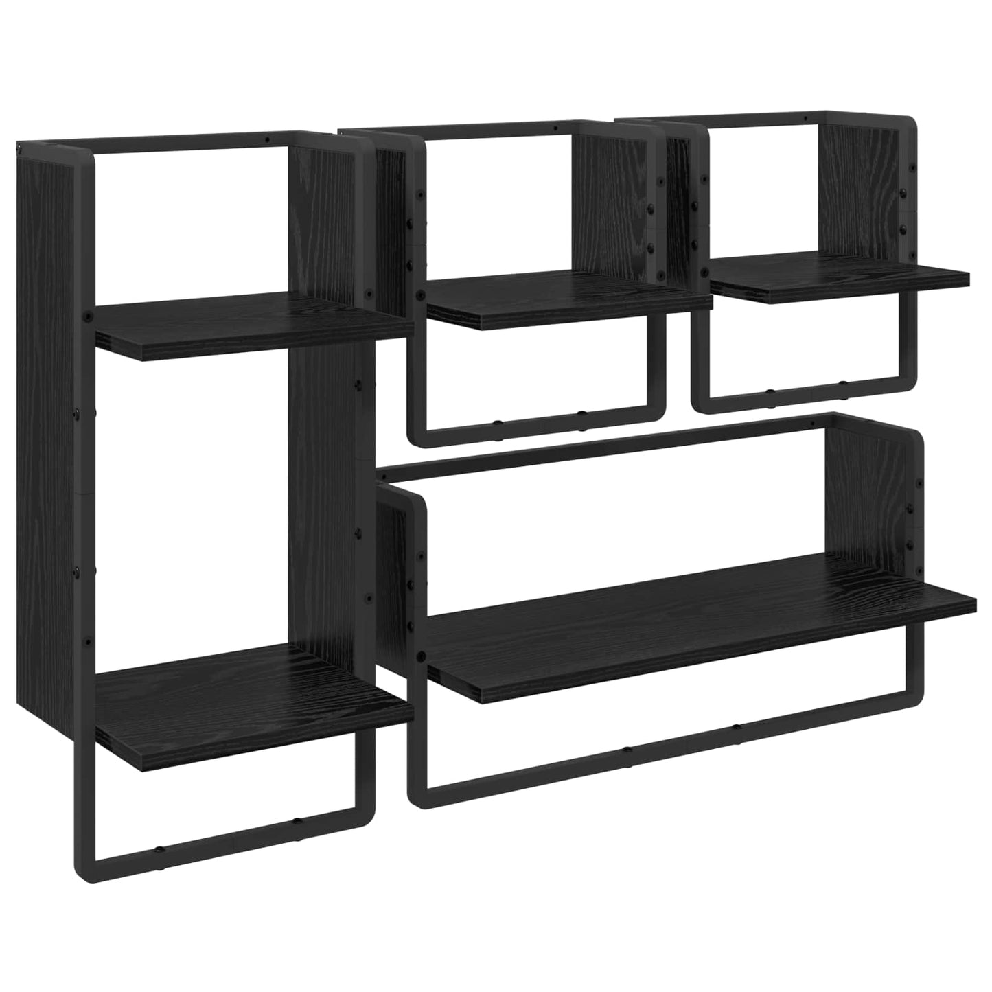 Wall Shelf Set 4 pcs Black Oak 65 x 25 x 30 cm Engineered Wood