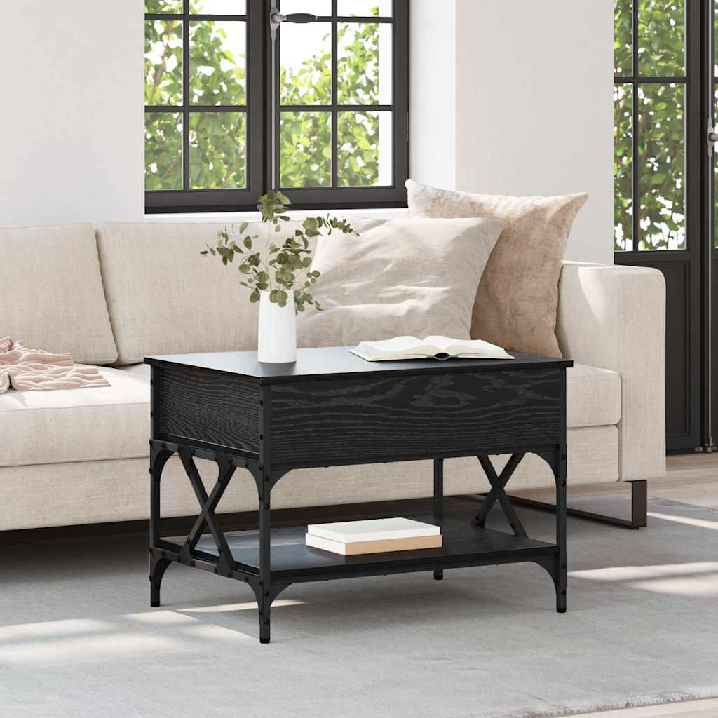 Coffee Table Black Oak 70x50x50cm Engineered Wood
