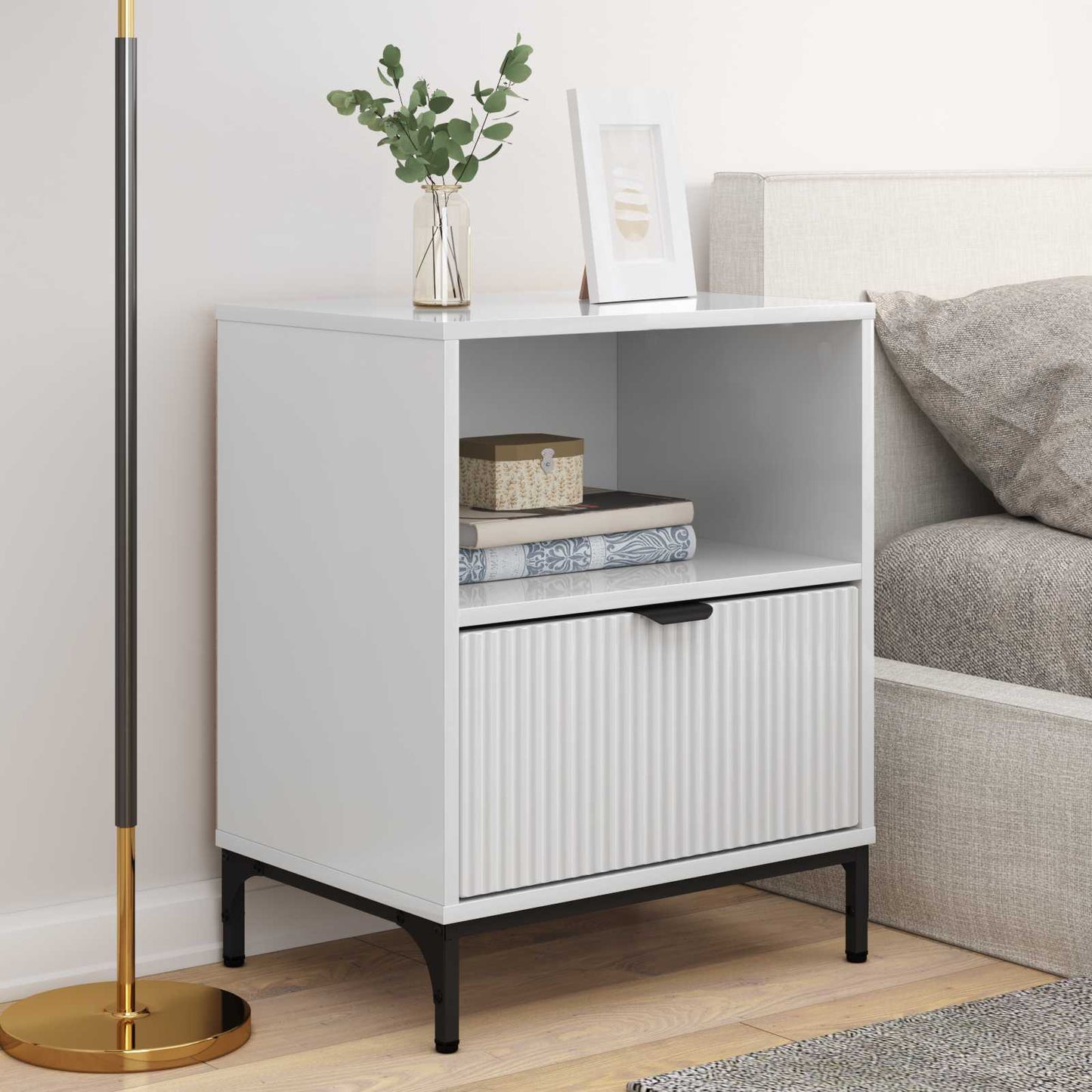 Bedside Cabinet 2 pcs High gloss white 49 x 36 x 61 cm