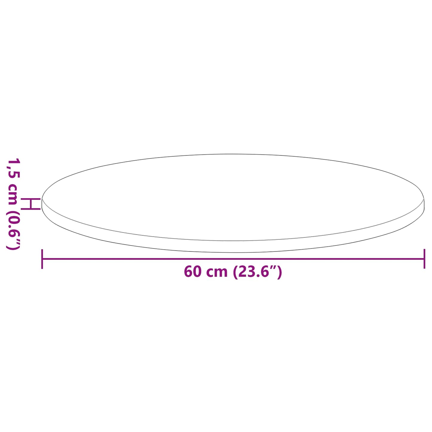 Table Top Ø 60 x 1.5 cm Round Engineered Wood Black