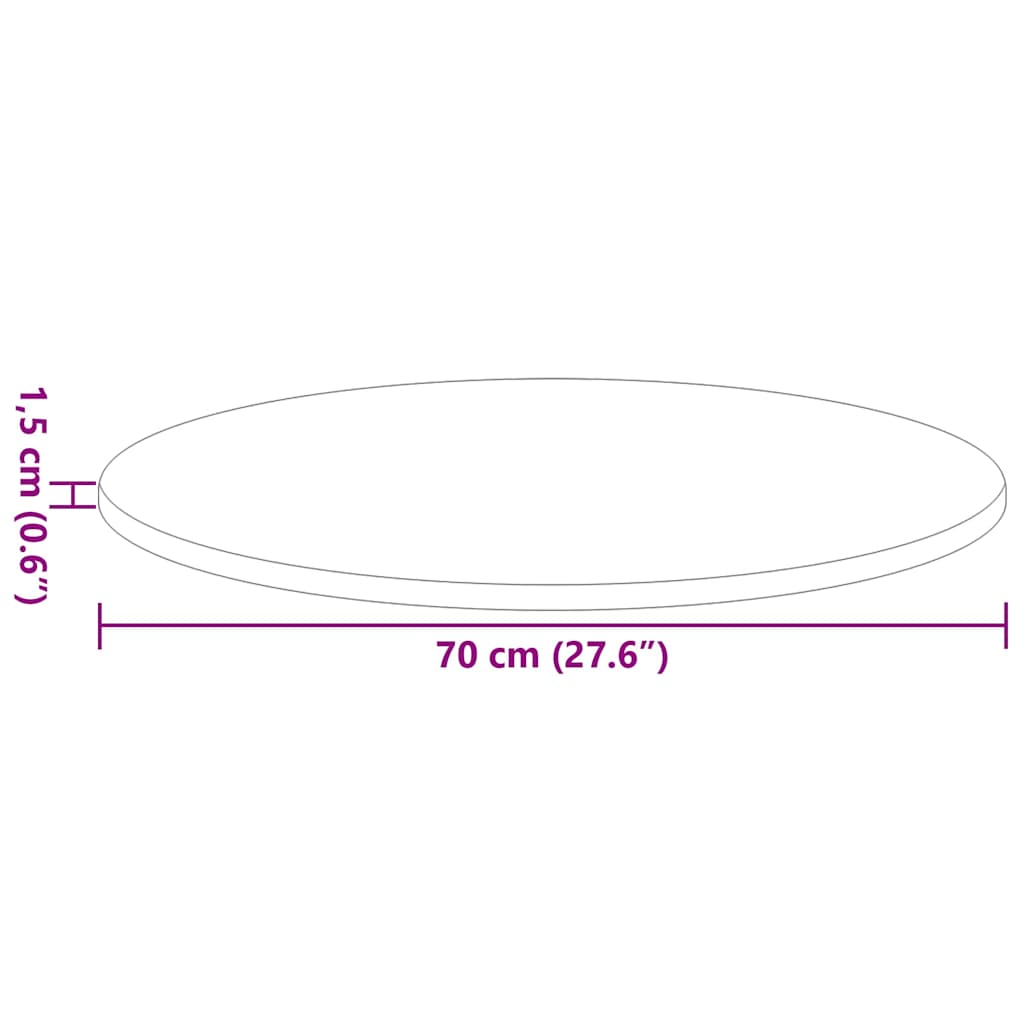 Table Top Ø 70 x 1.5 cm Round Engineered Wood Sonoma Oak