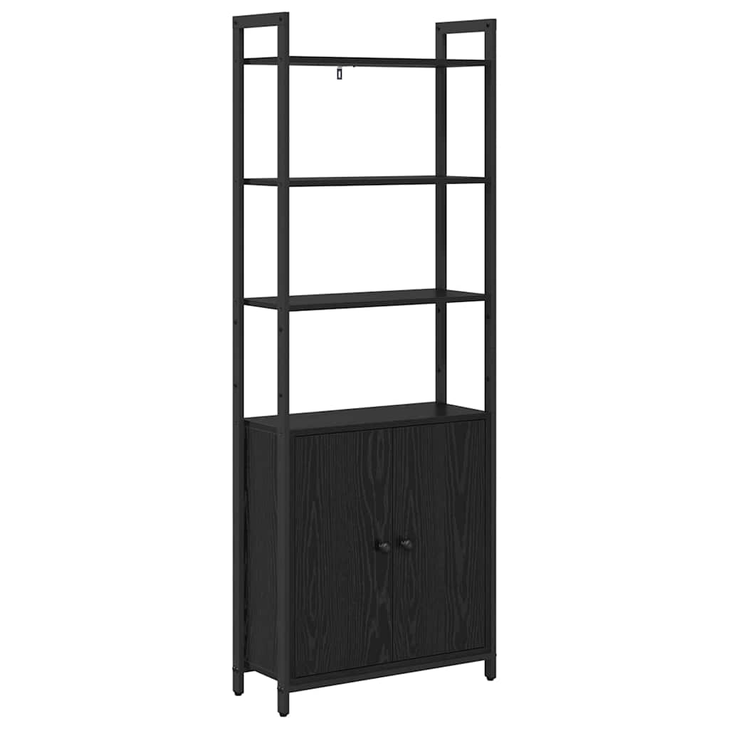 Book Cabinet 6-Tier 60 x 24 x 161 cm Engineered Wood Black Oak