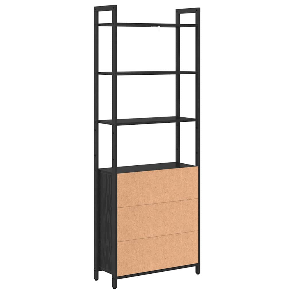 Book Cabinet 6-Tier 60 x 24 x 161 cm Engineered Wood Black Oak