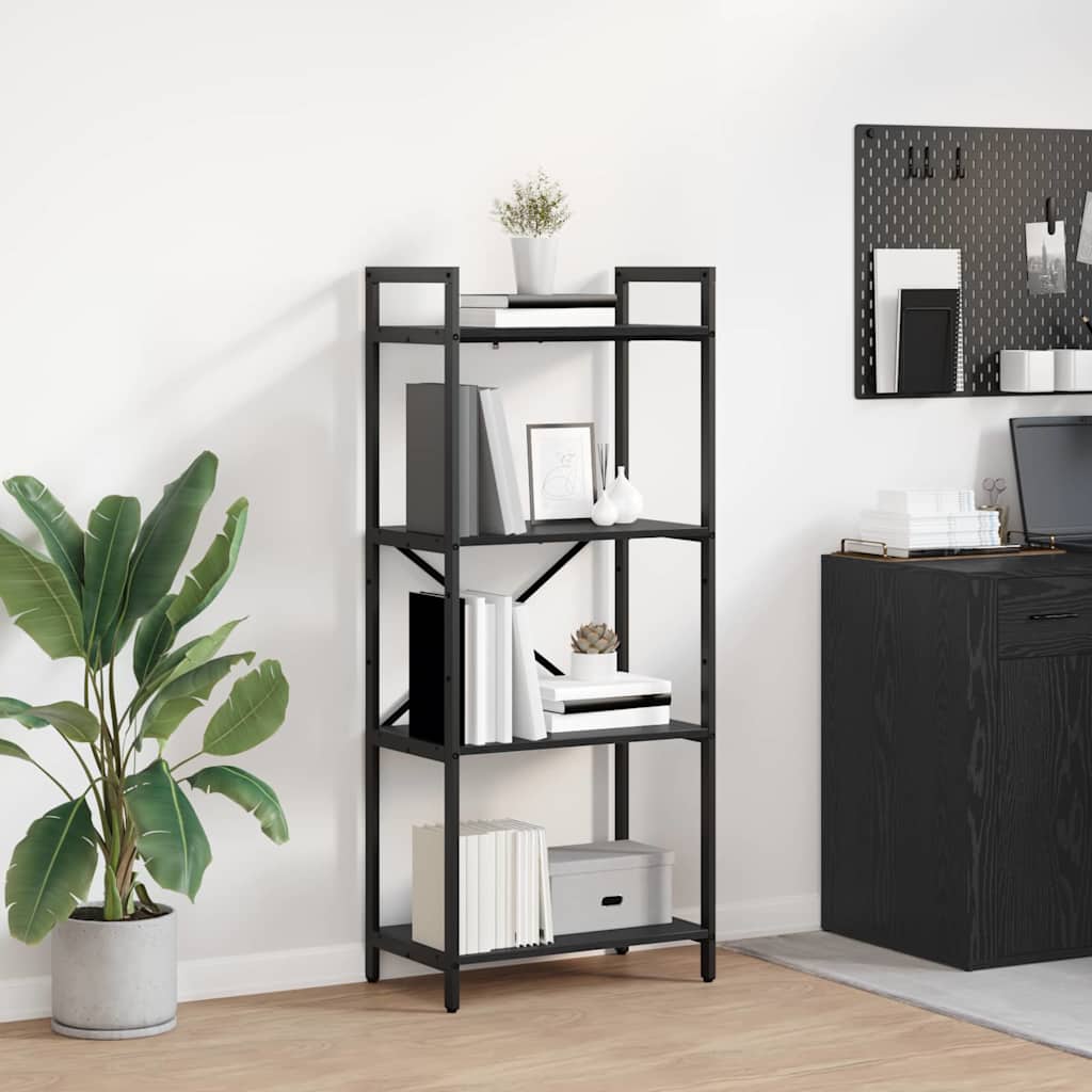 Bookshelf 4-Tier 56 x 34 x 133.5 cm Engineered Wood Black Oak