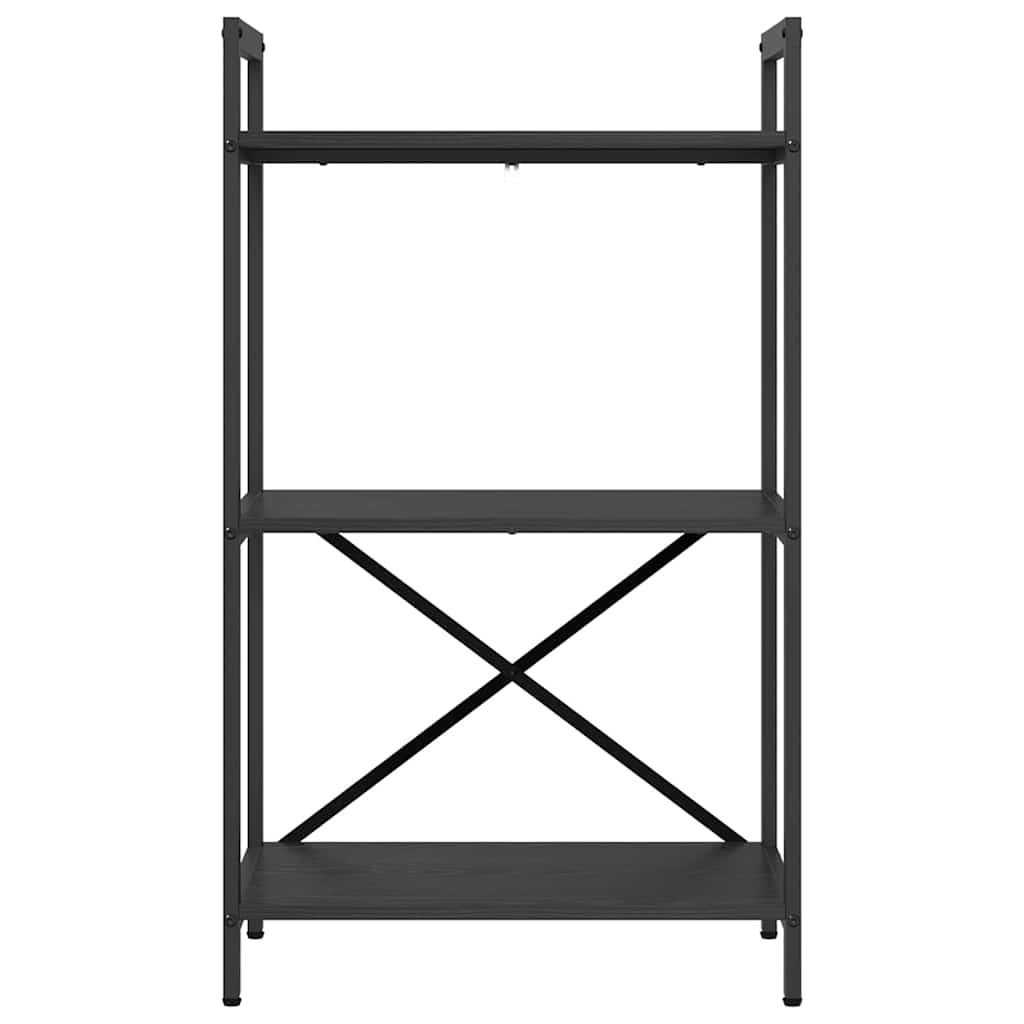 Bookshelf 3-Tier 56 x 34 x 96 cm Engineered Wood Black Oak