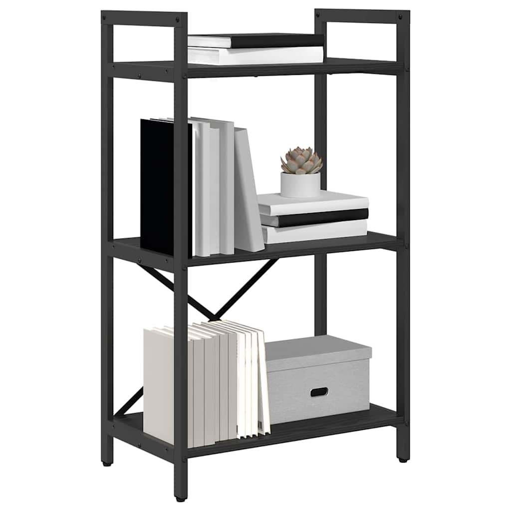 Bookshelf 3-Tier 56 x 34 x 96 cm Engineered Wood Black Oak