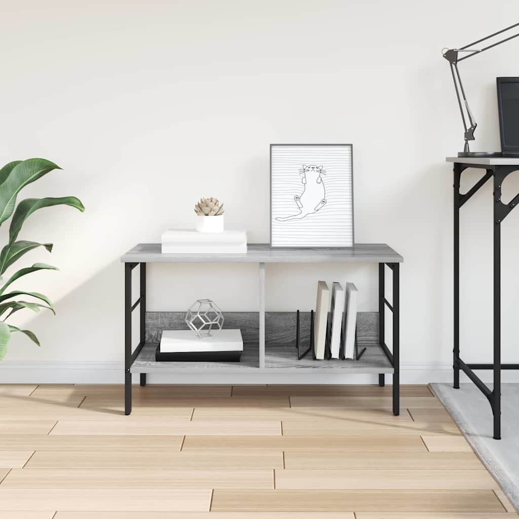 Bookshelf 2-Tier 82 x 32 x 47 cm Engineered Wood Grey Sonoma