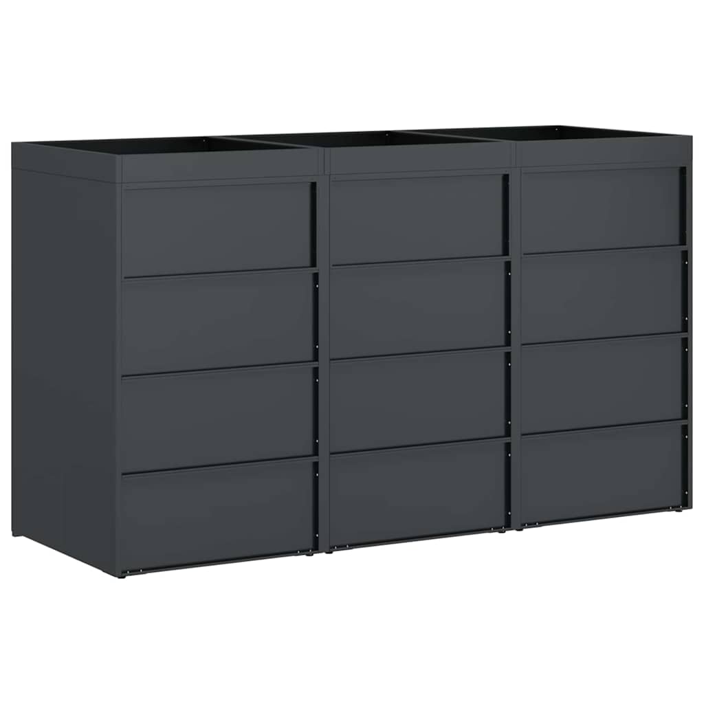 Wheelie Bin Storage for 3 Bins Steel Anthracite