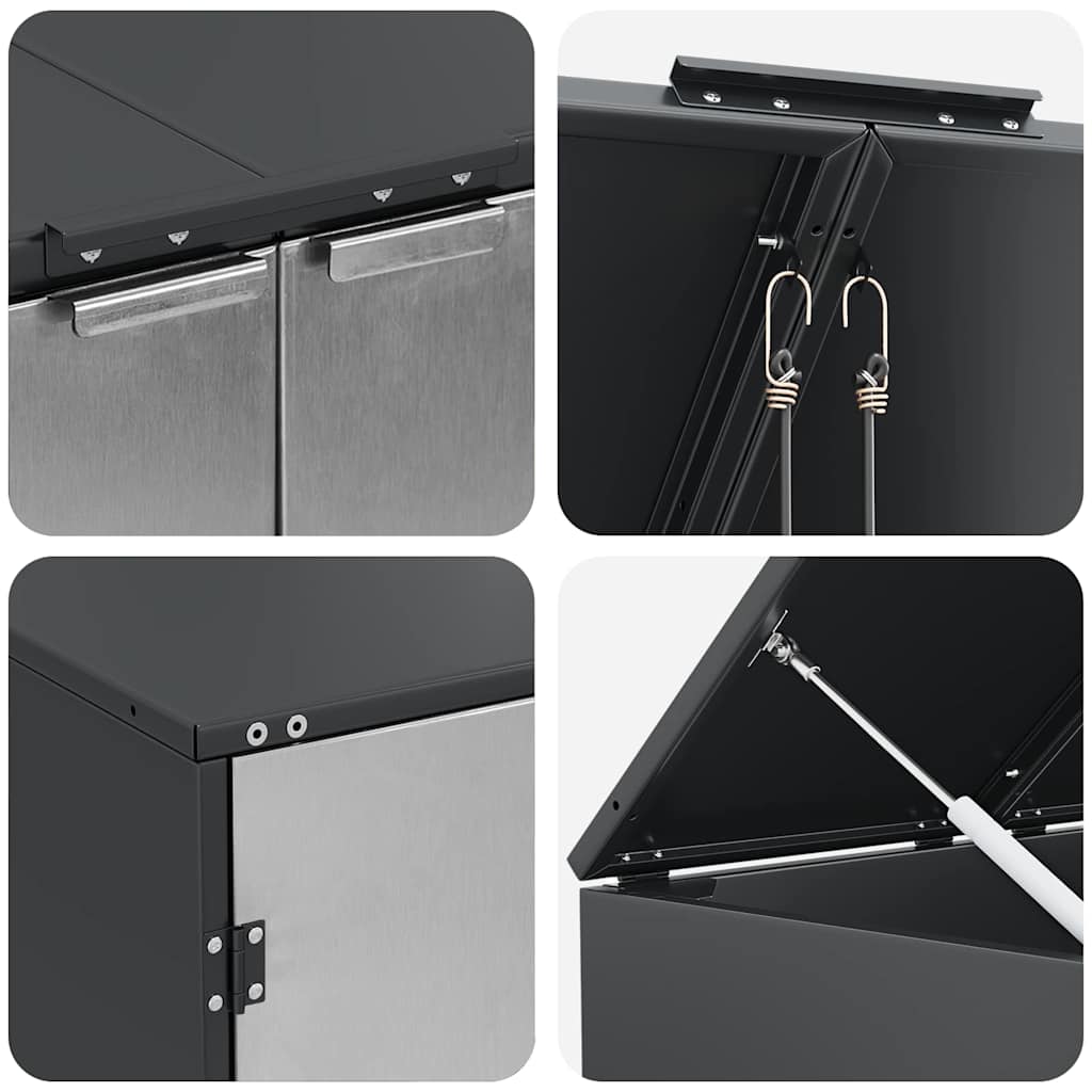 Wheelie Bin Storage for 6 Bins Stainless Steel Anthracite
