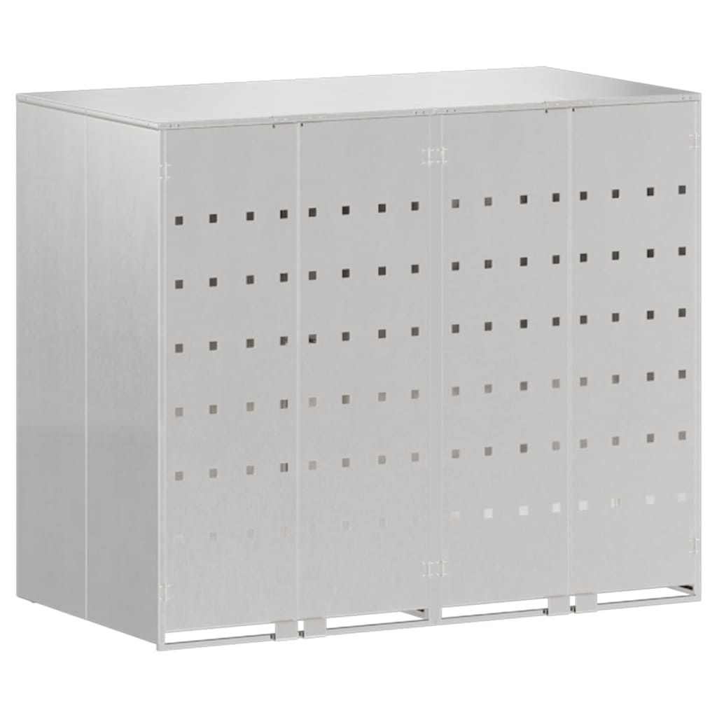 Wheelie Bin Storage for 2 Bins Stainless Steel Silver