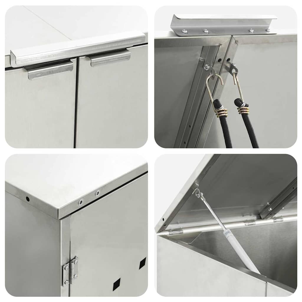 Wheelie Bin Storage for 3 Bins Stainless Steel Silver