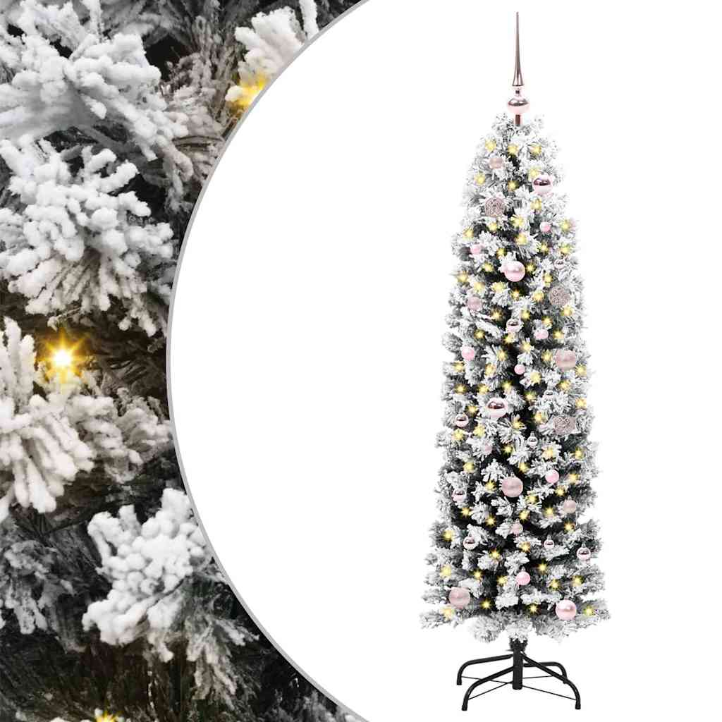 Artificial Christmas Tree with LED Light Green and white 150 cm