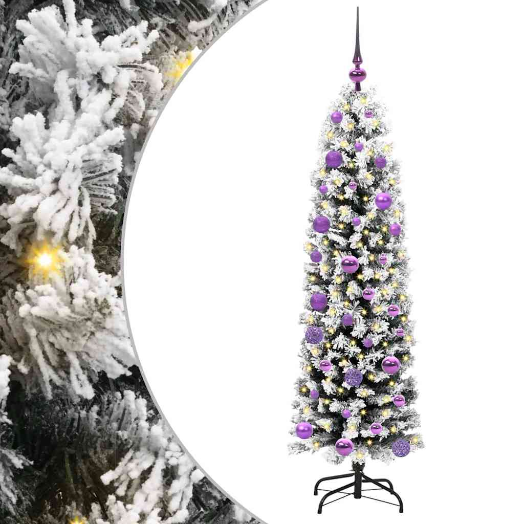 Artificial Christmas Tree with LED Light Green and white 150 cm