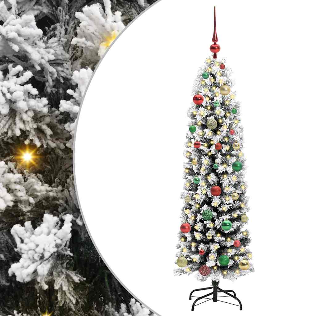 Artificial Christmas Tree with LED Light Green and white 150 cm