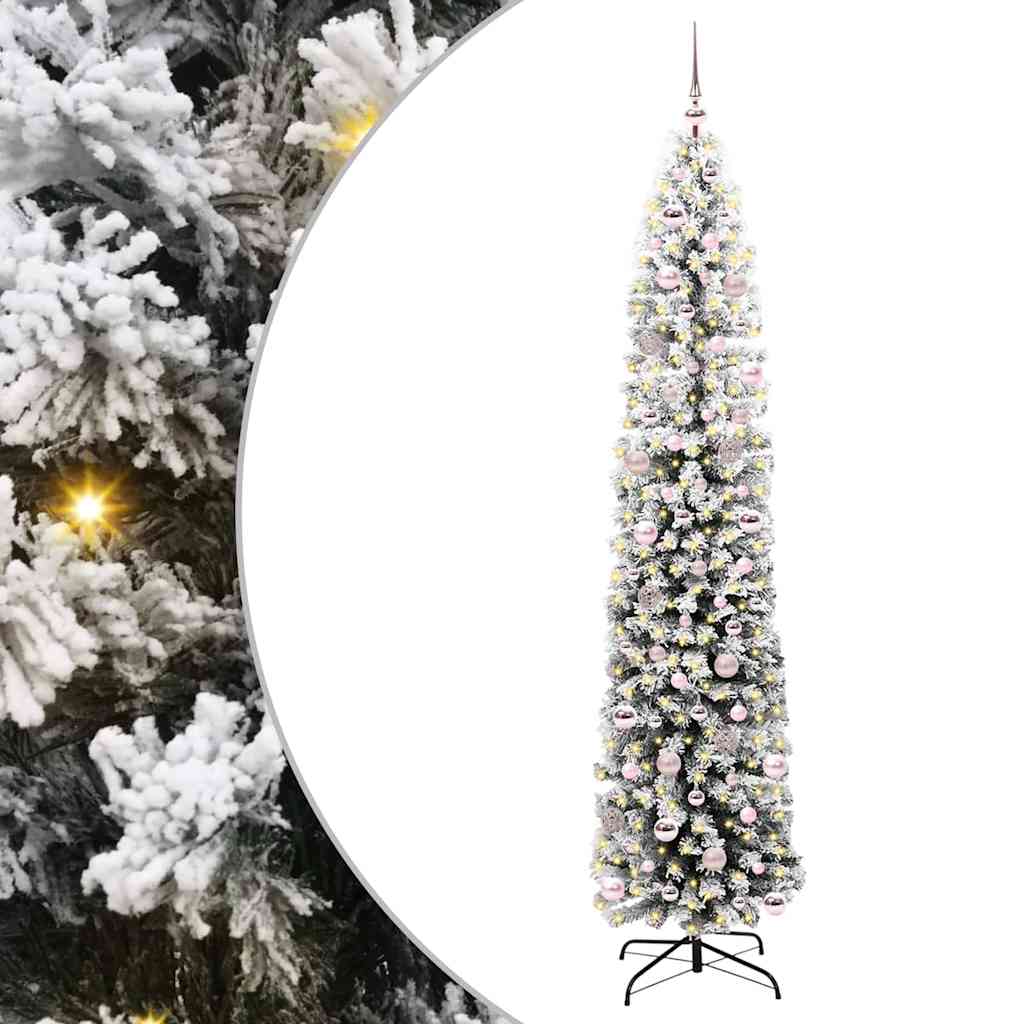 Artificial Christmas Tree with LED Light Green and white 240 cm