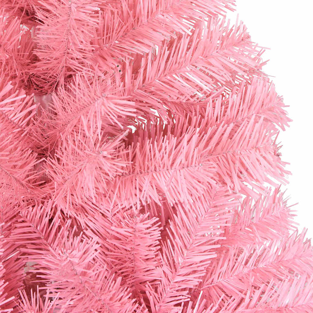 Christmas Tree with LED Light Pink 150 cm PVC and Steel