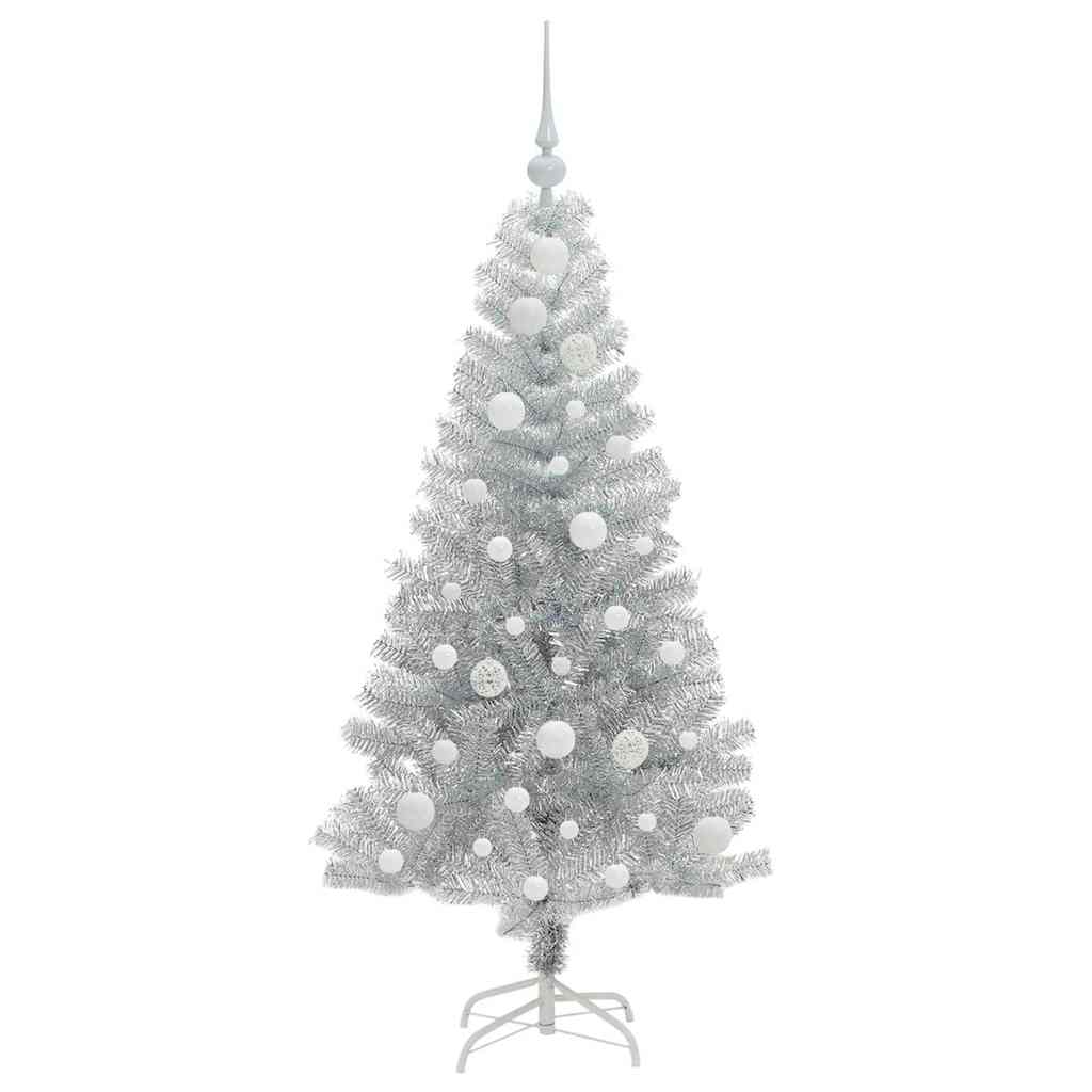 Christmas Tree with LED Light Silver 120 cm PET and Steel