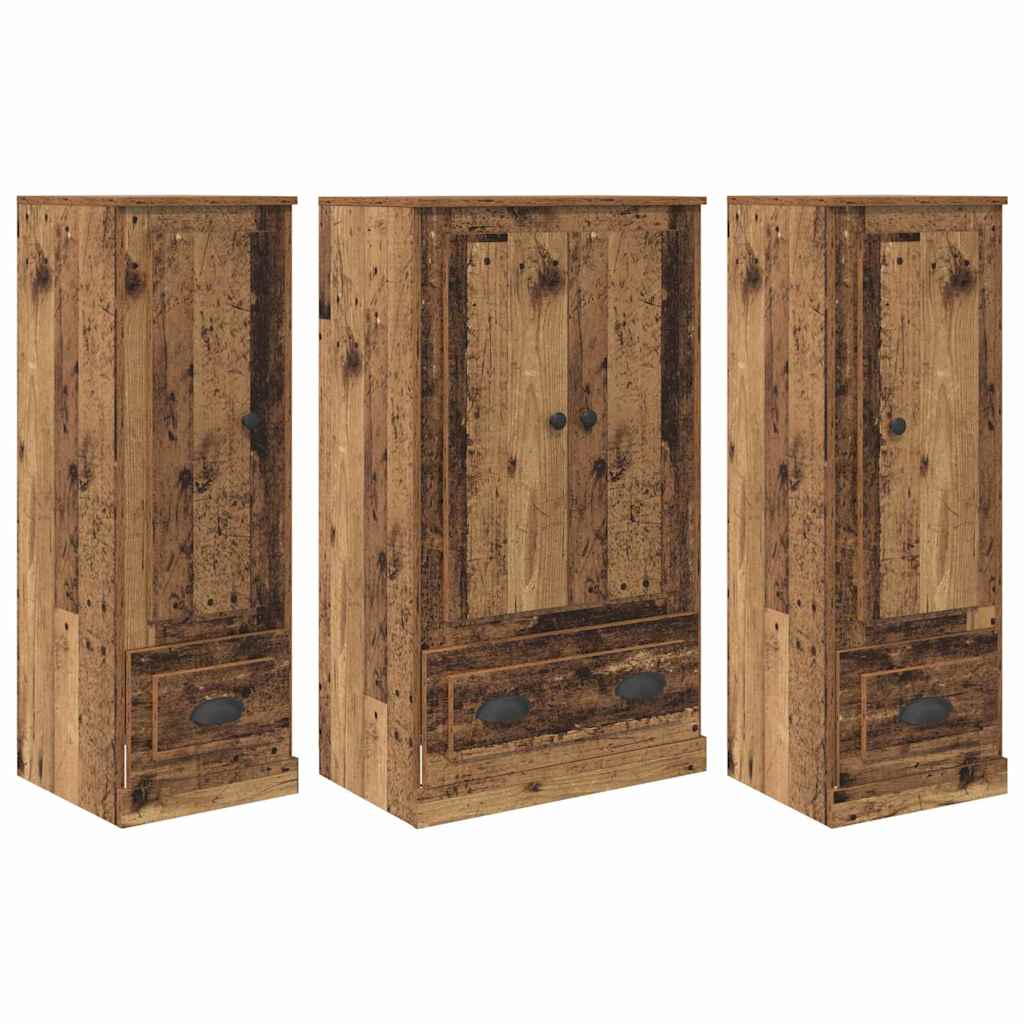 Highboard 3 pcs Old Wood 132 x 35.5 x 103.5 cm Engineered Wood