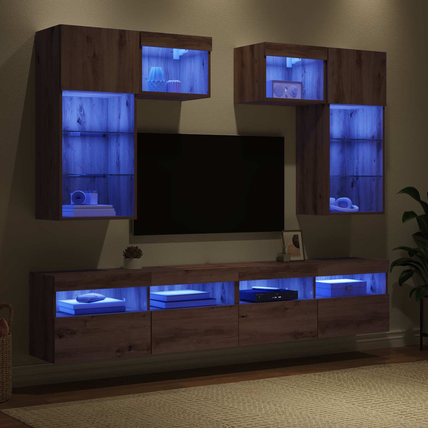 TV Wall Units 6 pcs Old Wood Engineered Wood