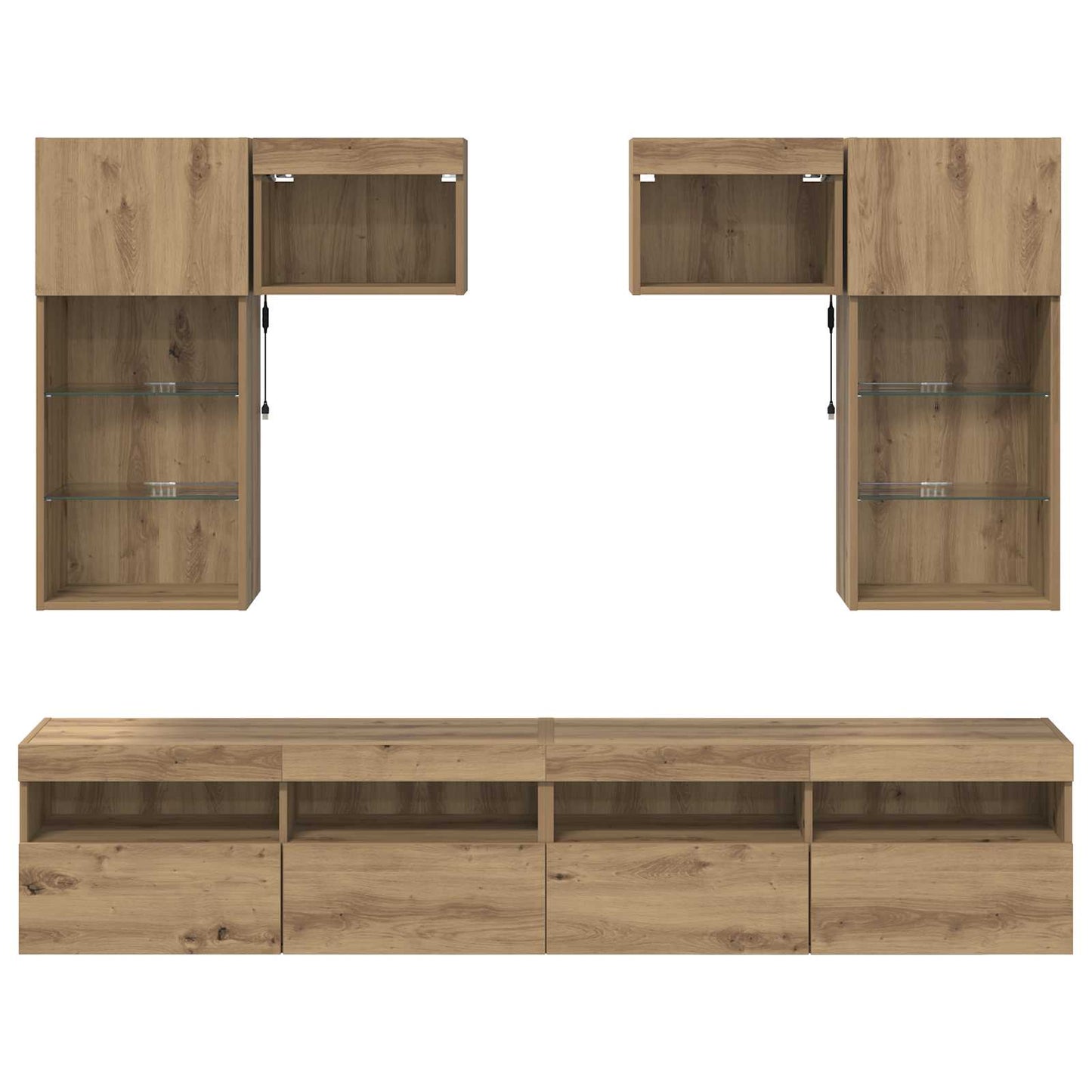 TV Wall Units 6 pcs Old Wood Engineered Wood