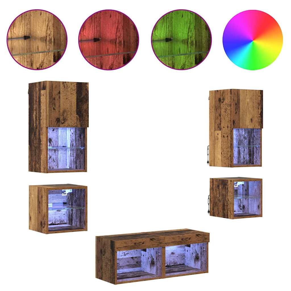 TV Wall Units 8 pcs 30.5 x 30 x 60 cm Old Wood