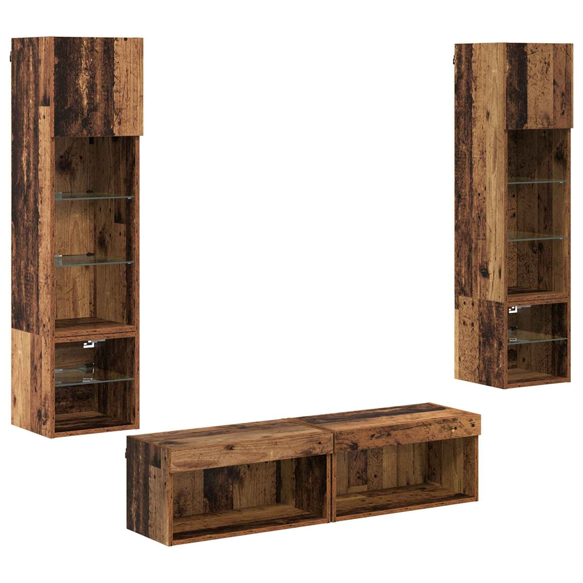 TV Wall Unit 6 pcs Old Wood Engineered Wood