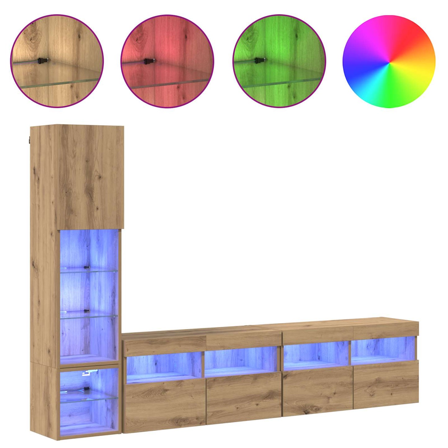TV Wall Unit 4 pcs Artisan Oak Engineered Wood