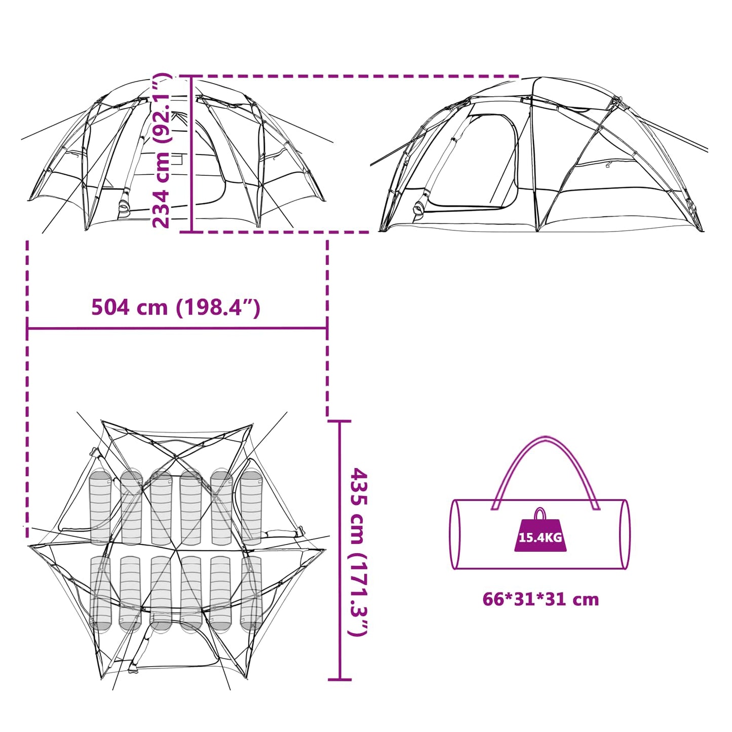 Dome Tent with Removable Rainfly 12-Person Green