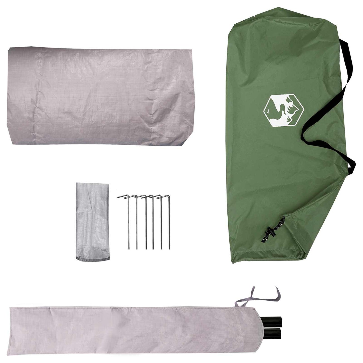 Tunnel Tent 2-Person Green 185T Polyester with PU Coating