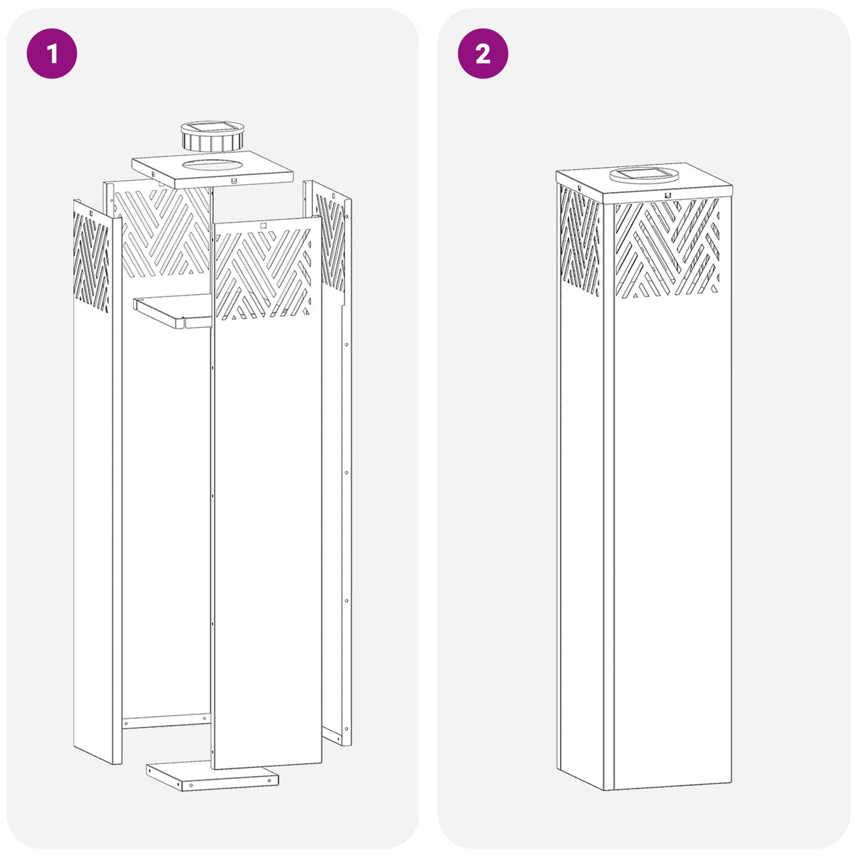 Solar LED Pathway Light 2 pcs Warm White 18 x 18 x 80 cm
