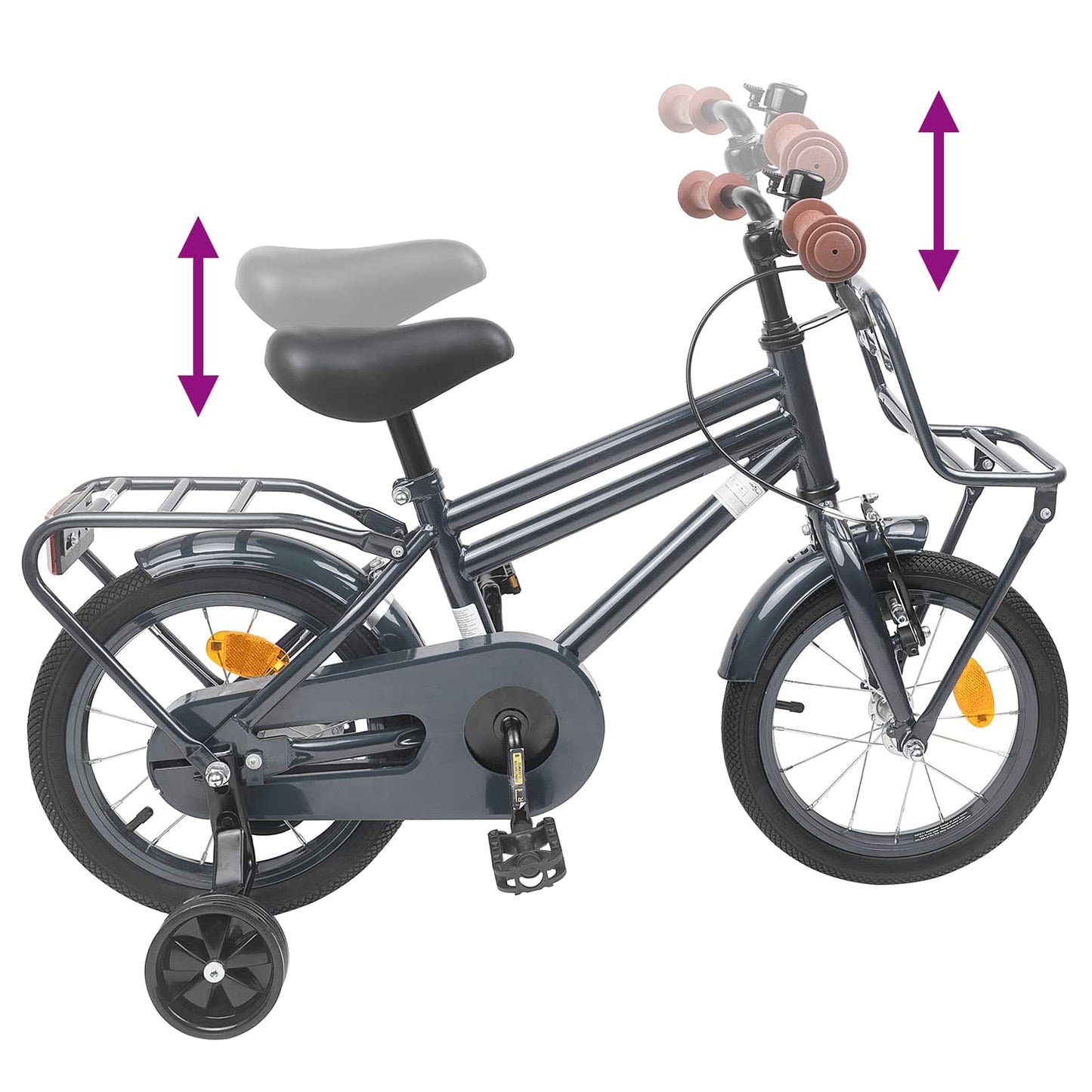 Kids Bike 14 Inches for 3-5 Years Old Dark Grey