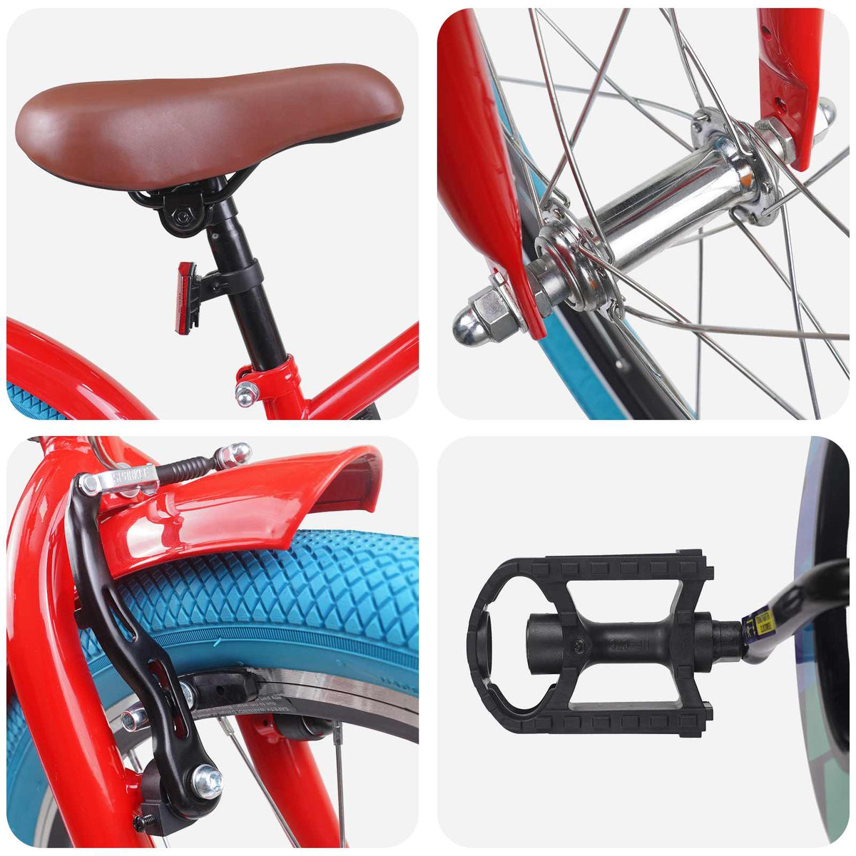 Kids Bike 22 Inches for 7-12 Years Old Red