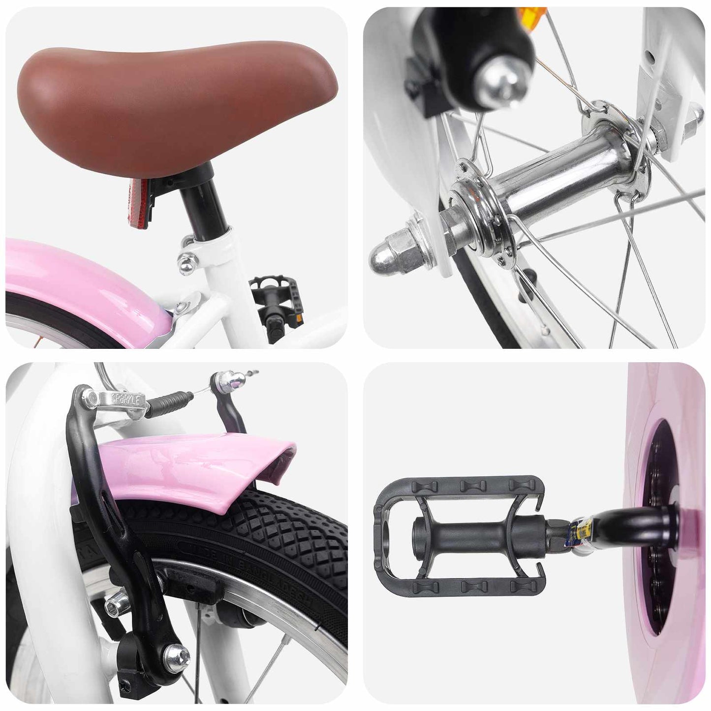 Kids Bike 14 Inches for 3-5 Years Old White