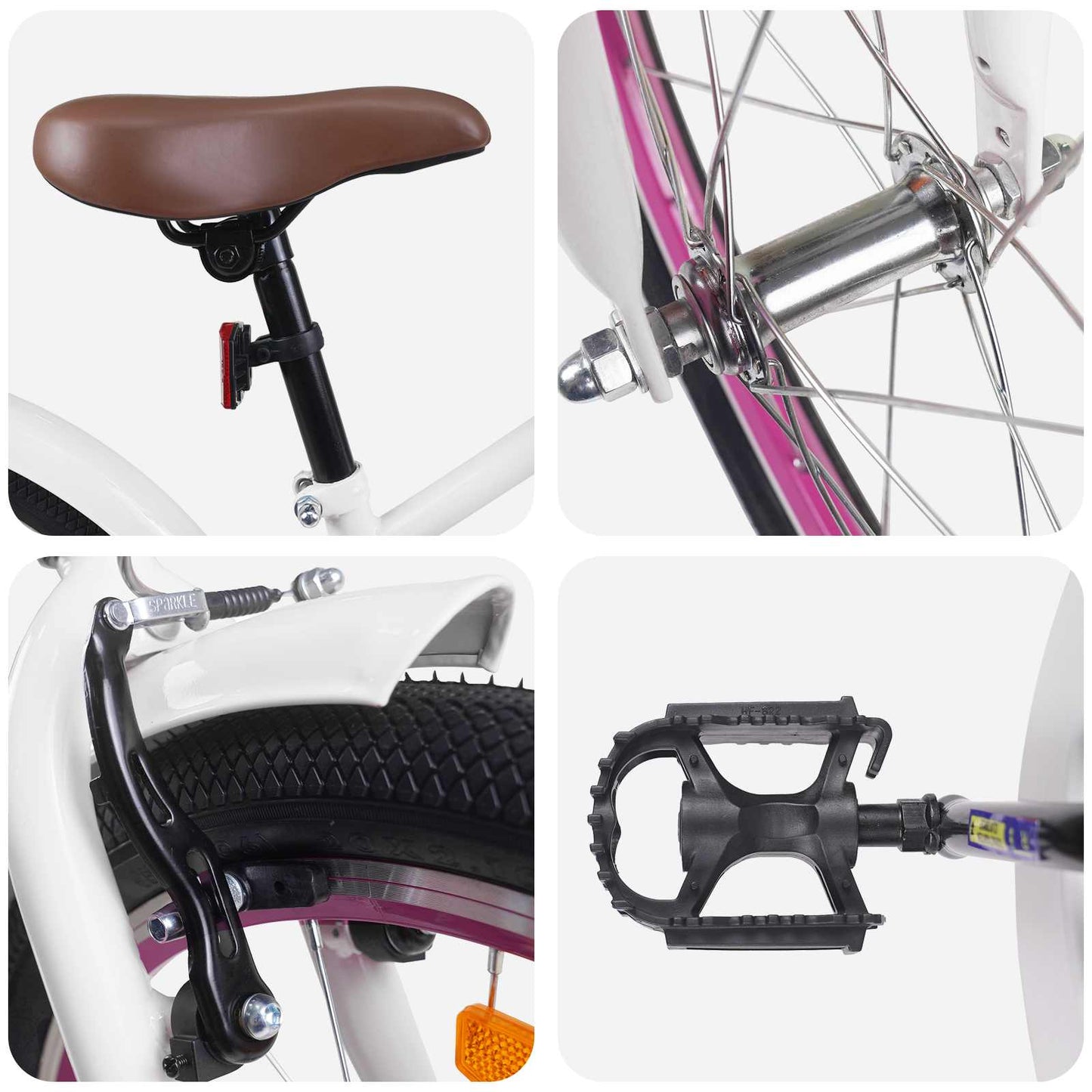 Kids Bike 22 Inches for 7-12 Years Old White
