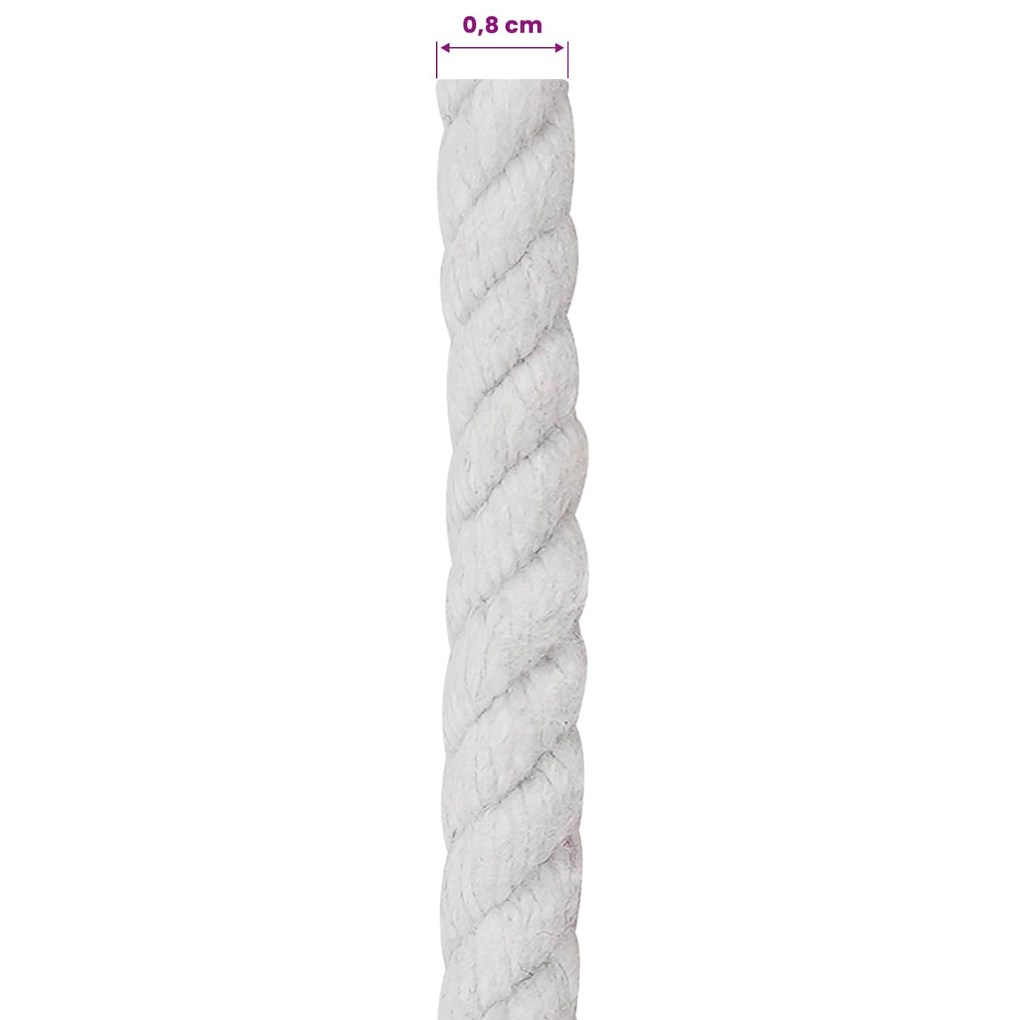 Cotton Rope 8 mm 50 m White 100% Cotton
