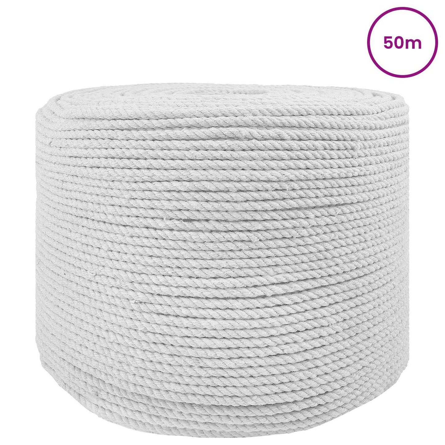 Cotton Rope 8 mm 50 m White 100% Cotton