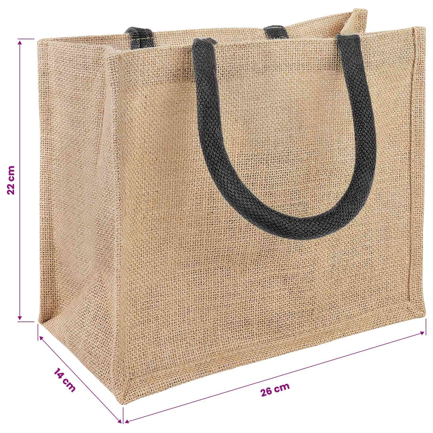 Jute Handbags 5 Natural and Black 26 x 22 x 14 cm