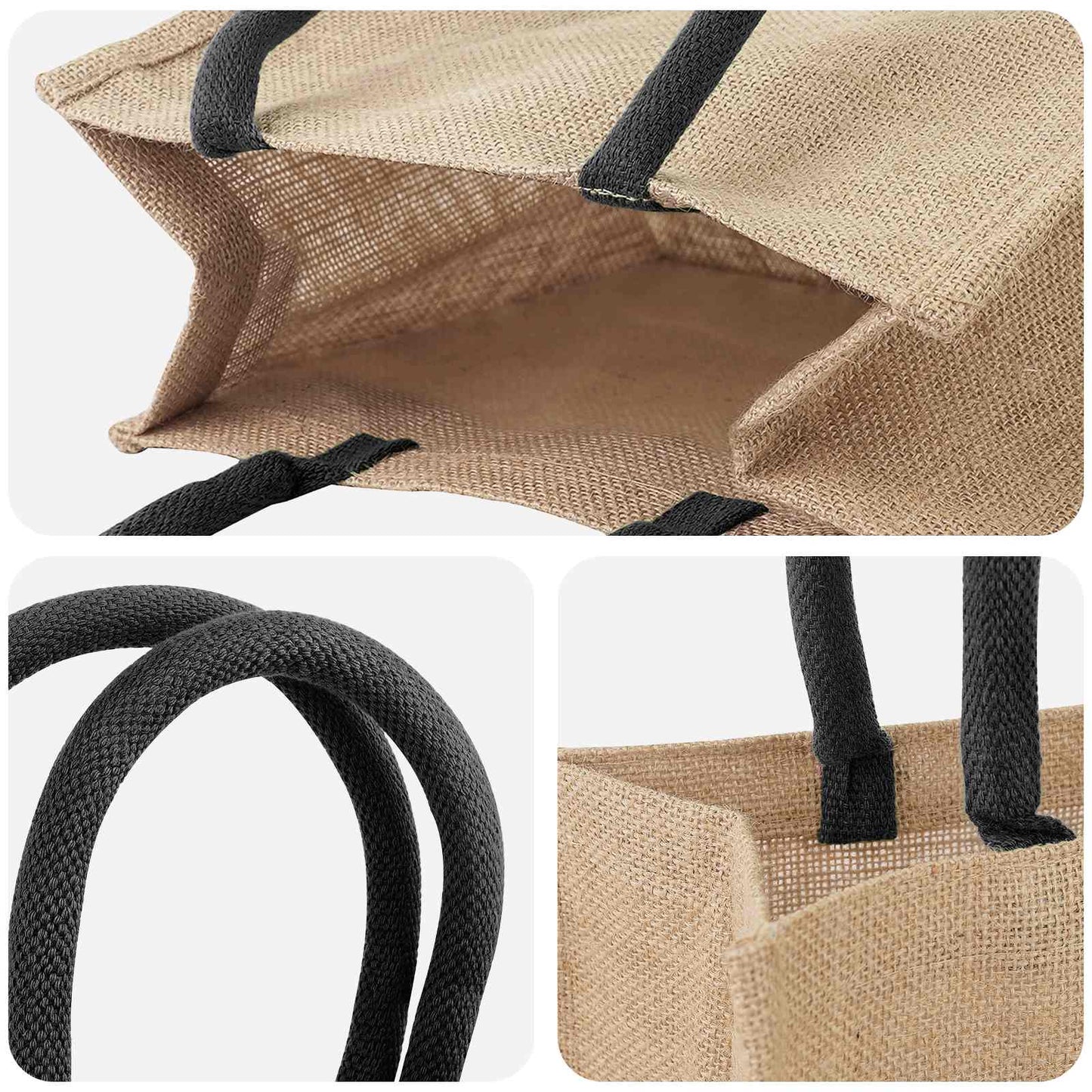 Jute Handbags 50 Natural and Black 26 x 22 x 14 cm