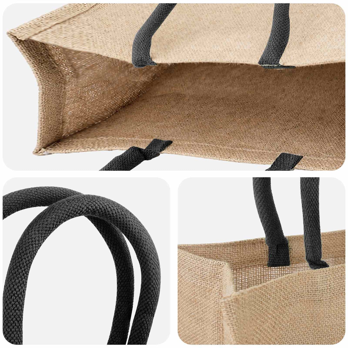 Jute Handbags 10 Natural and Black 42 x 33 x 19 cm