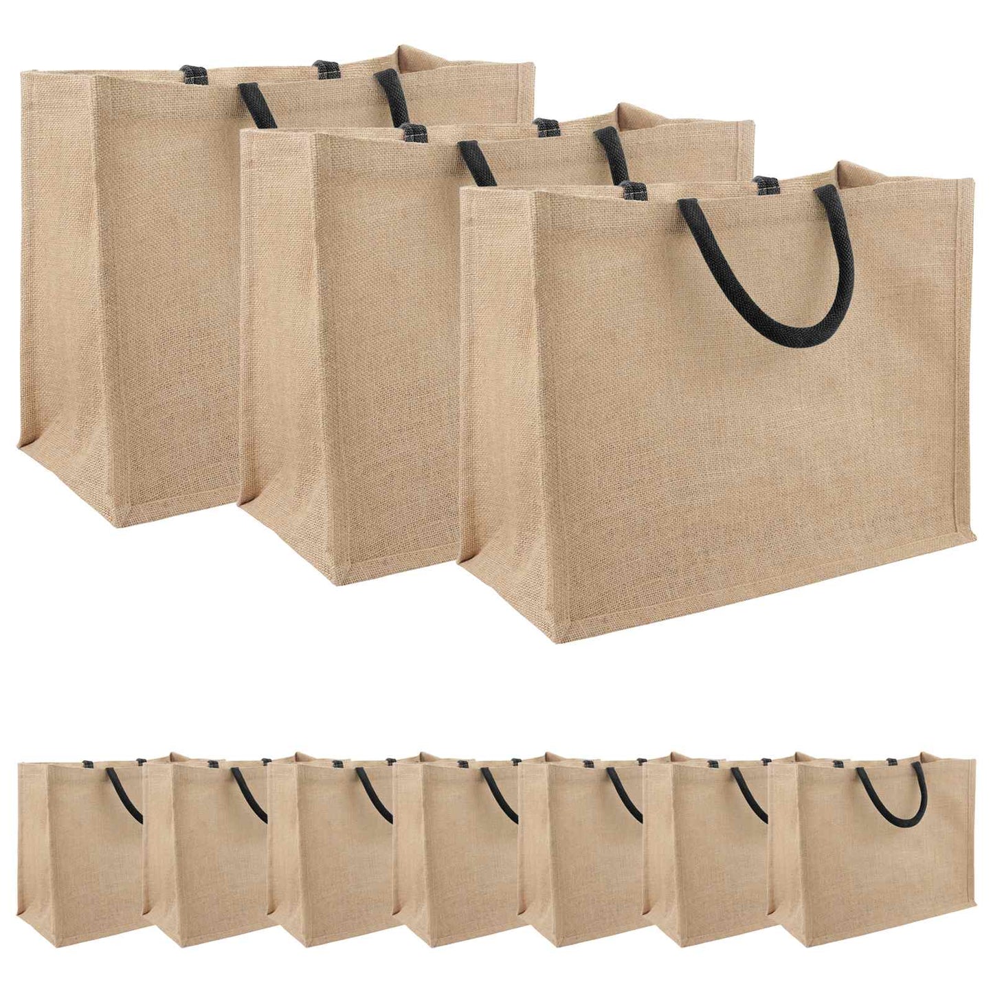 Jute Handbags 10 Natural and Black 42 x 33 x 19 cm