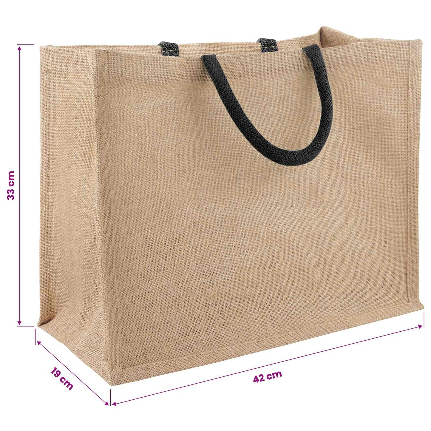 Jute Handbags 10 Natural and Black 42 x 33 x 19 cm