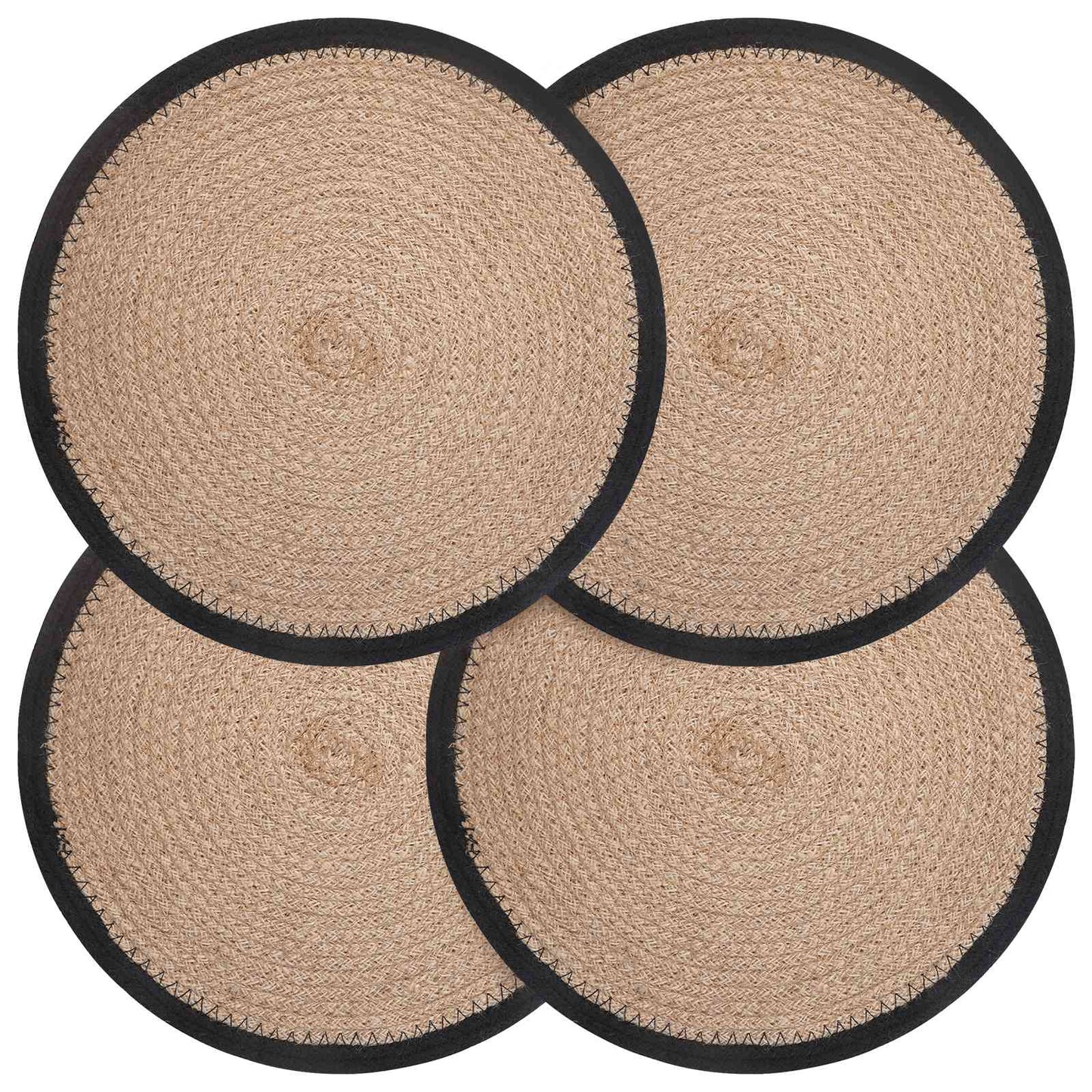 Jute Placemets 4 pcs Natural and Black 100% Tossa Jute