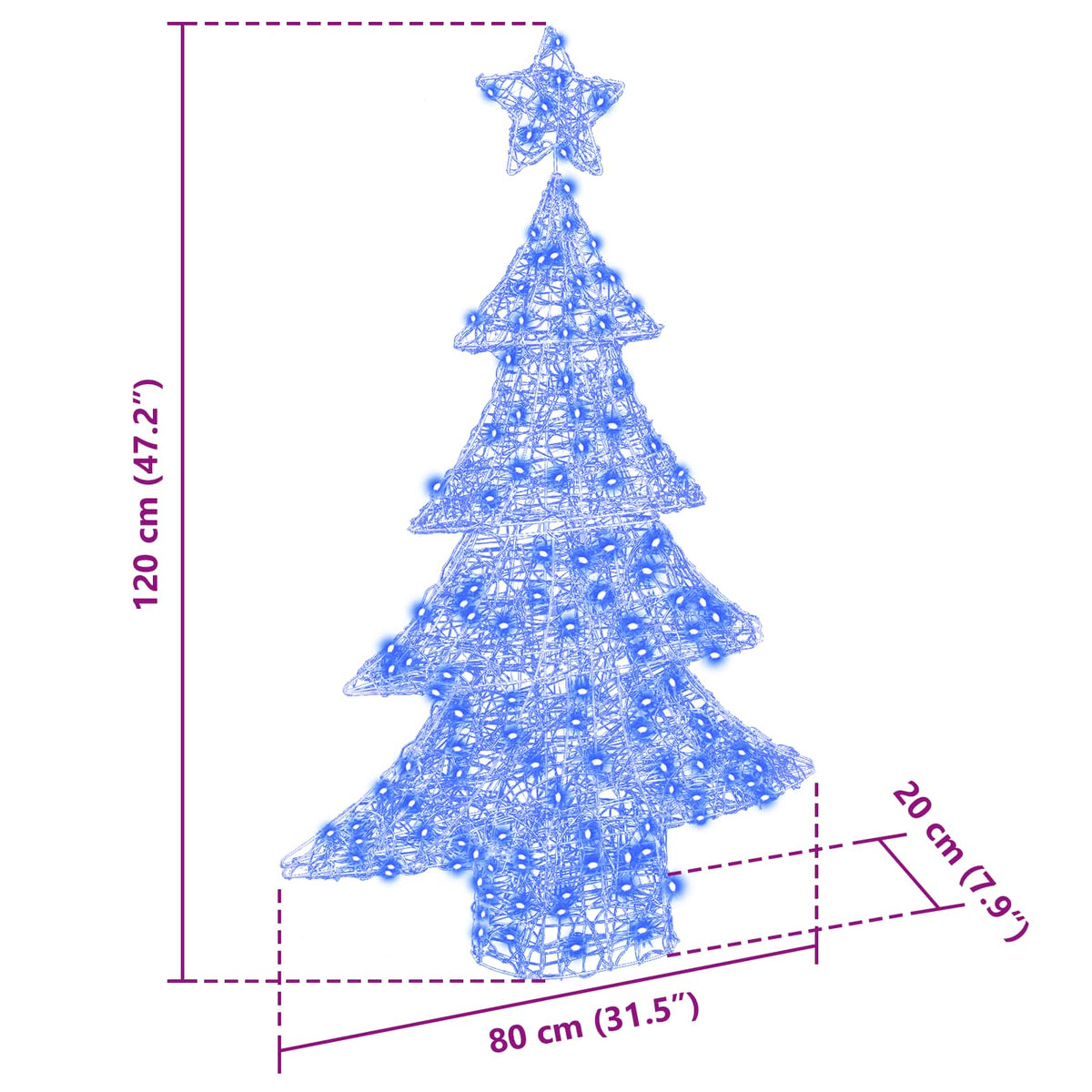 Christmas Tree Blue 120 cm Acrylic 100 LEDs