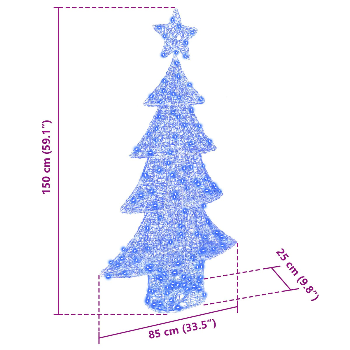 Christmas Tree Blue 150 cm Acrylic 160 LEDs