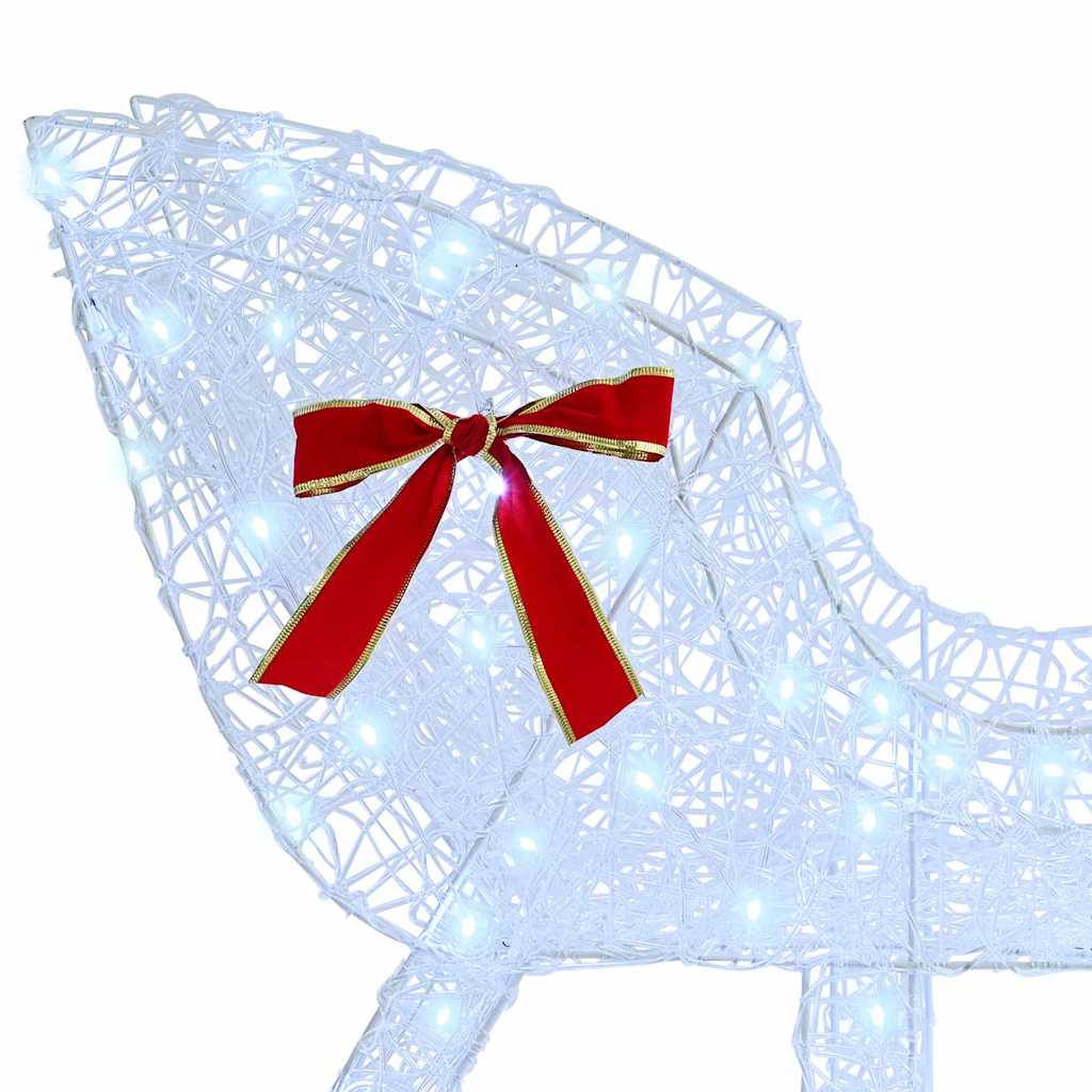 Reindeer Pull Sleigh Cold white 151.5 x 28.5 x 128 cm Acrylic