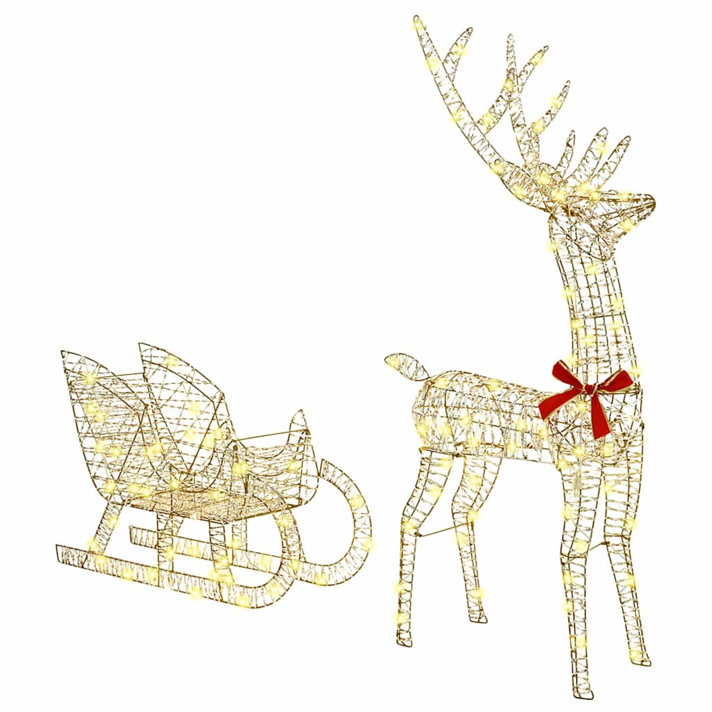 Reindeer Pull Sleigh LOVIISA 2 pcs 200 LEDs Warm White