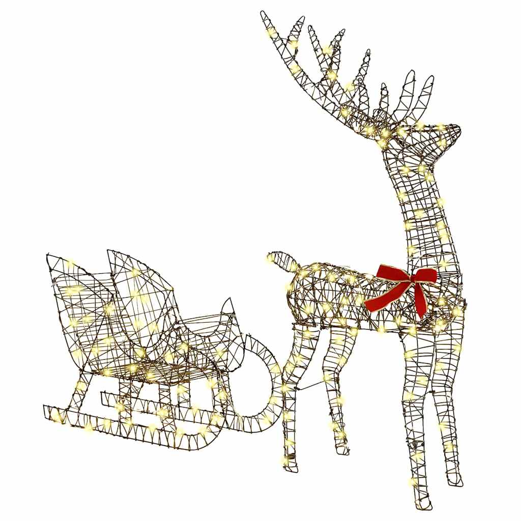 Reindeer Pull Sleigh LOVIISA 2 pcs 200 LEDs Warm White
