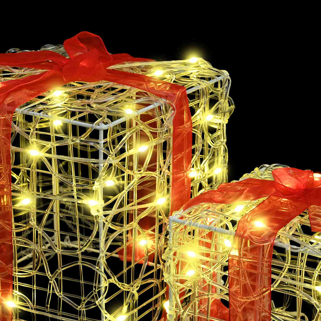 Gift Box 3 pcs Warm white 20 x 20 x 20 cm Acrylic 60 LEDs