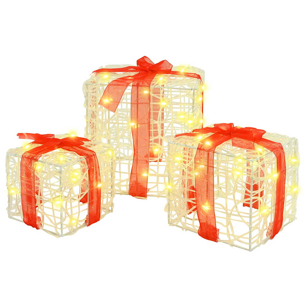 Gift Box 3 pcs Warm white 20 x 20 x 20 cm Acrylic 60 LEDs