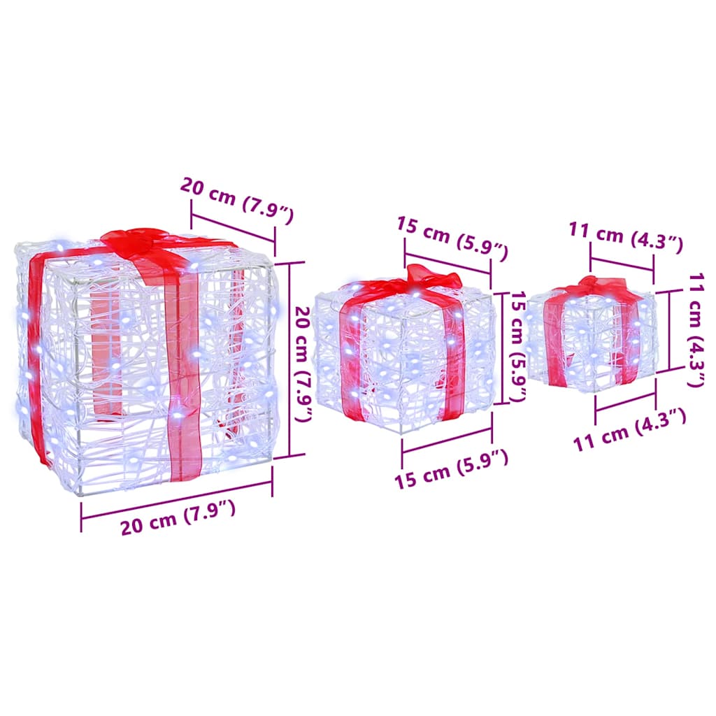 Gift Box 3 pcs Cold white 20 x 20 x 20 cm Acrylic 60 LEDs